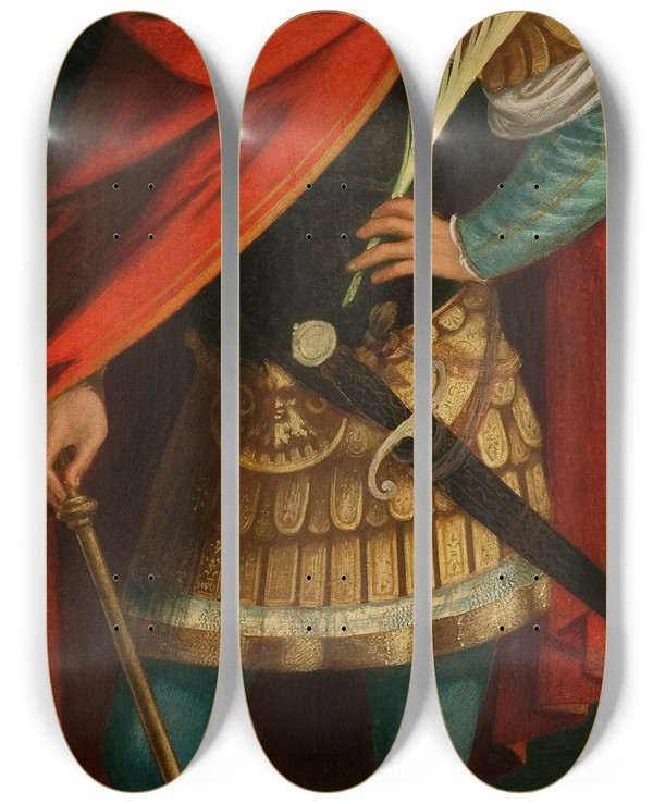 Triptych art skateboard deck of Gerolamo Giovenone Saint Gervase by Gerolamo Giovenone (1486-1555)