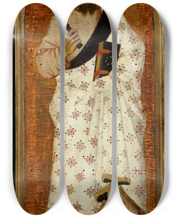 Triptych art skateboard deck of Andrea Di Bonaiuto Saint Bartholomew_2 by Andrea Di Bonaiuto (1319-1377)