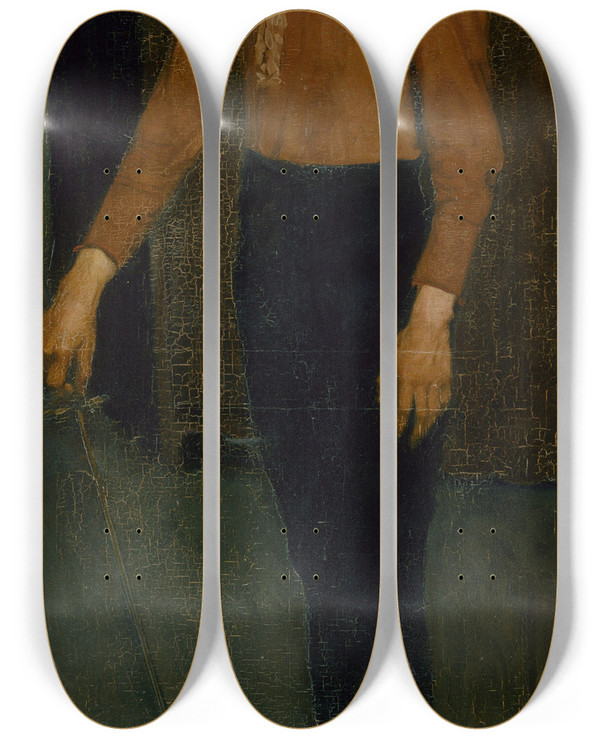 Triptych art skateboard deck of Hugh Ramsay The Foil by Hugh Ramsay (1877-1906)