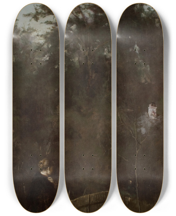Triptych art skateboard deck of Witold Pruszkowski Dusk by Witold Pruszkowski (1846-1896)