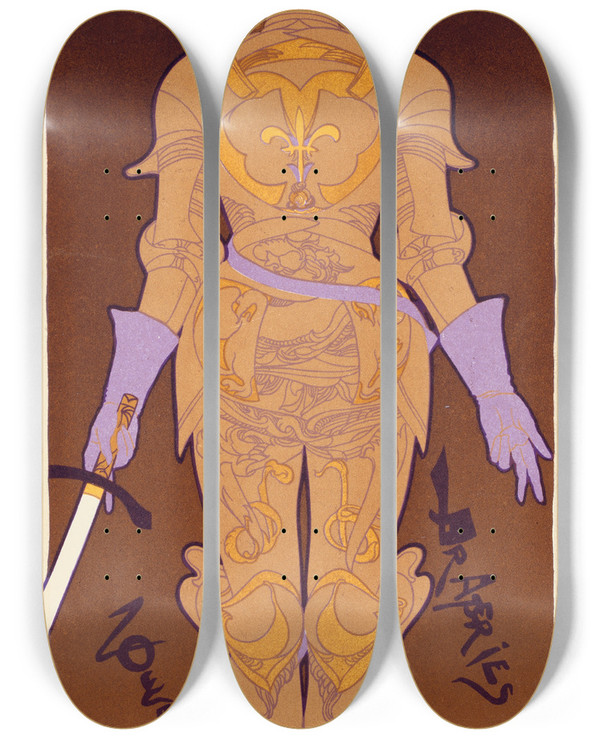 Triptych art skateboard deck of Georges De Feure A Jeanne Darc by Georges de Feure (1868-1943)