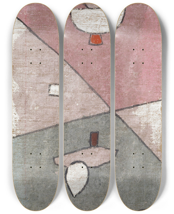 Triptych art skateboard deck of Paul Klee Vegetableanalytic by Paul Klee (1879-1940)
