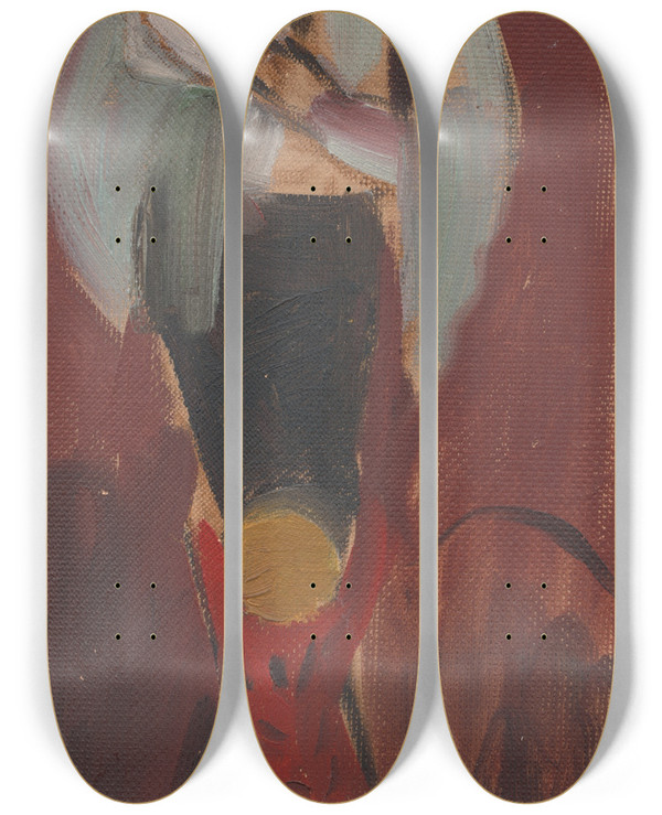 Triptych art skateboard deck of Arnold Peter Weiszkubnan Figural Study by Arnold Peter Weisz-Kubnan (1898-1944)