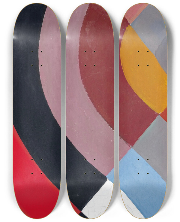 Triptych art skateboard deck of Robert Delaunay Rythme Sans Fin by Robert Delaunay (1885-1941)