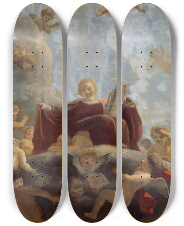 Triptych art skateboard deck of Cornelis Holsteyn Ceiling Orphans Chamber by Cornelis Holsteyn (1618-1658)