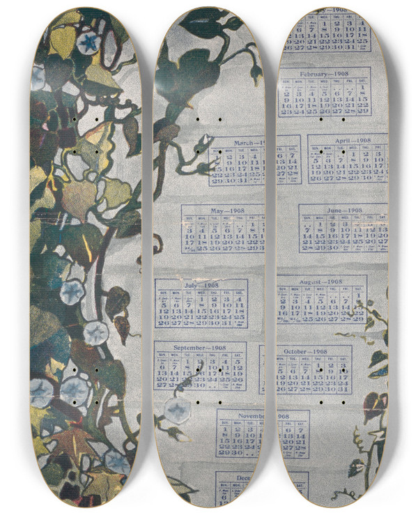Triptych art skateboard deck of Ruth M Hallock A Dutch Lunch by Ruth M Hallock (1876-1945)