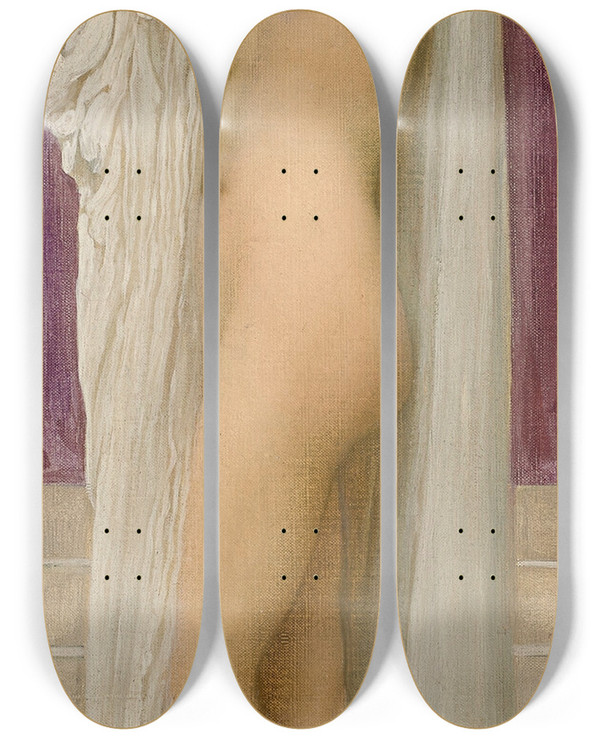 Triptych art skateboard deck of Frederic Leighton The Bath Of Psyche by Frederic Leighton (1830-1896)