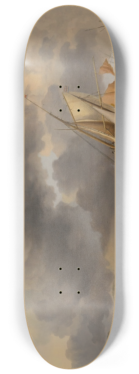Jan Claesz. Rietschoof - Ships in astormy sea, with a dune coast beyond 8.25 inch art skate deck