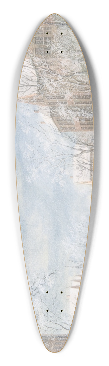 Abraham Rademaker - Snow Falling on a Dutch Town 39.3 inch art pintail longboard deck