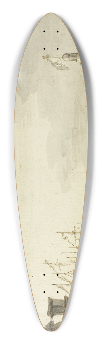 Abraham Storck - Malta, Harbor of Valletta 39.3 inch art pintail longboard deck