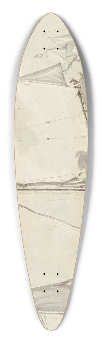Abraham Storck - Three canonball boats 39.3 inch art pintail longboard deck