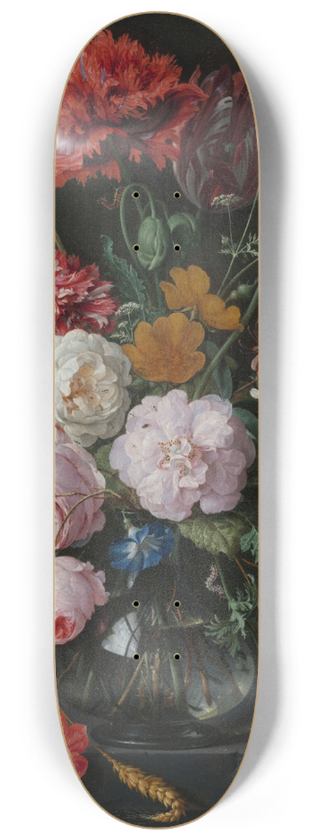 Jan Davidsz de Heem - Still Life with Flowers in a Glass Vase 8.25 inch art skate deck