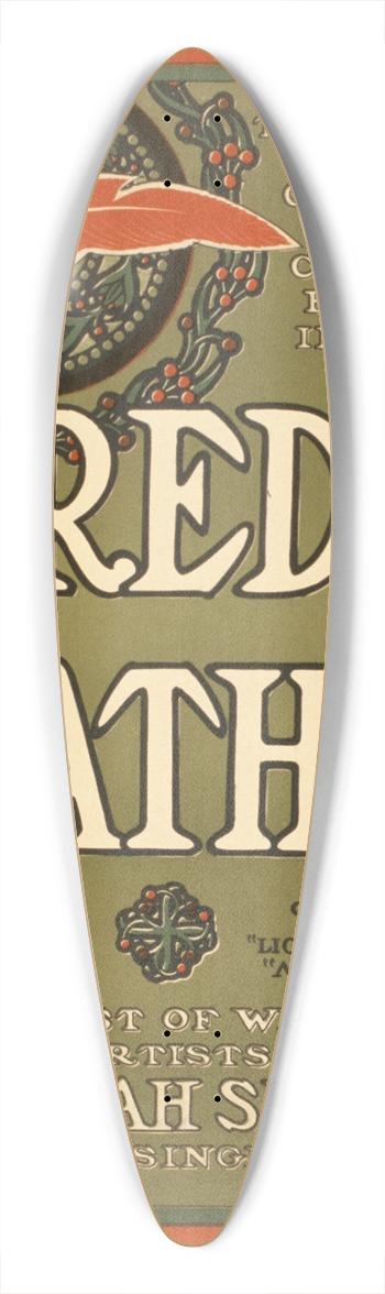 Ackermann-Quigley Litho. Co - Red feather 39.3 inch art pintail longboard deck