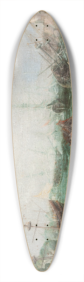 Adam Willaerts - Harbour scene 39.3 inch art pintail longboard deck