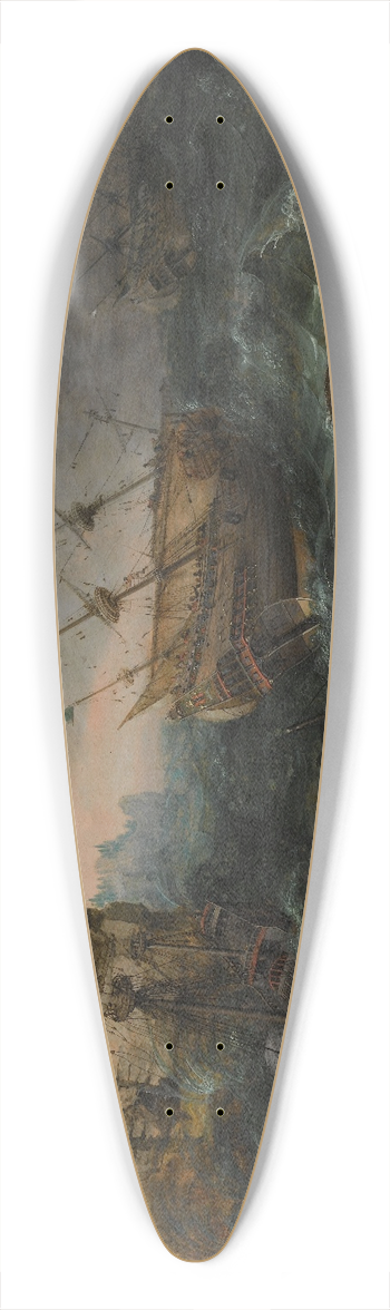 Adam Willaerts - Shipwreck off a Rocky Coast 39.3 inch art pintail longboard deck
