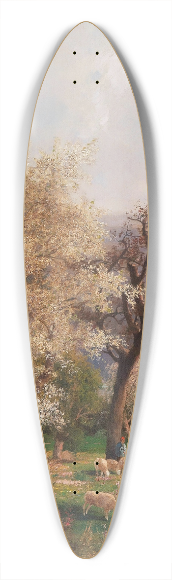 Adolf Kaufmann - A Lake Landscape in Spring 39.3 inch art pintail longboard deck