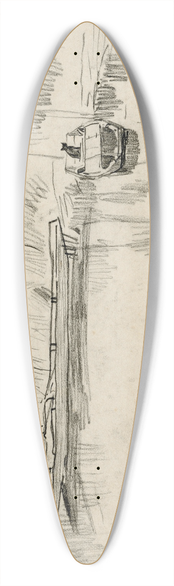 Adolf le Comte - Meer met roeiboot en poes 39.3 inch art pintail longboard deck