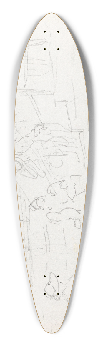 Adolph Tidemand - Folkemengde i trapp 39.3 inch art pintail longboard deck
