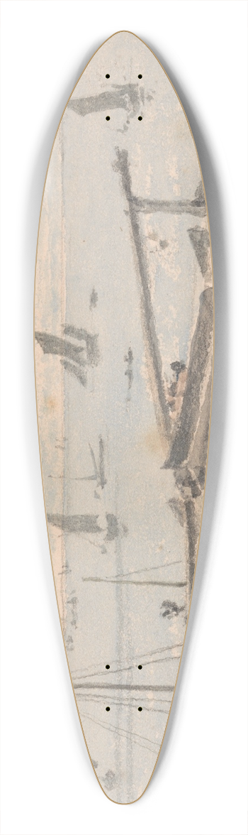 Agostino Aglio the elder - Scene on Brighton Beach 39.3 inch art pintail longboard deck