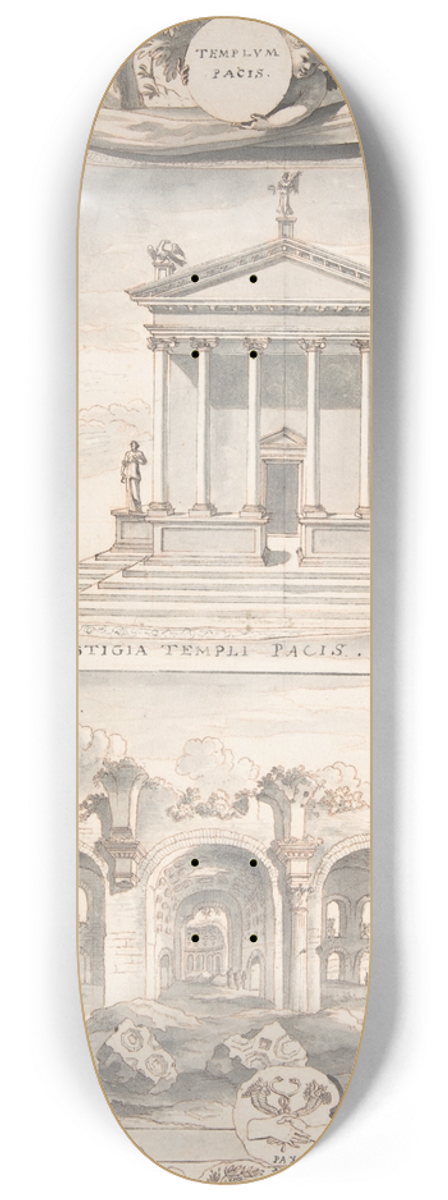 Jan Goeree - A Reconstruction of the Templum Pacis (above) and a View of the Ruins (below) 8.25 inch art skate deck