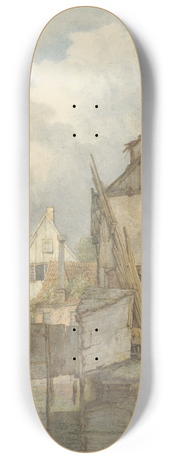 Jan Hulswit - Vervallen huizen aan het water 8.25 inch art skate deck
