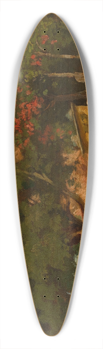 Albert Lang - Htte mit Bank unter herbstlichen Bumen 39.3 inch art pintail longboard deck