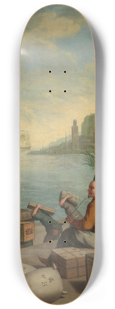 Jan Josef Horemans the Younger - View of a Eastern Harbour 8.25 inch art skate deck