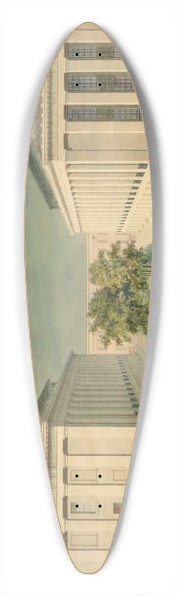 Alexander Jackson Davis - Unexecuted Design for Cross-Block Terrace Development (perspective) 39.3 inch art pintail longboard deck