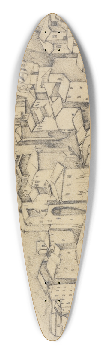Alexander Kanoldt - Huser in Olevano, Querformat (Olevano IV) 39.3 inch art pintail longboard deck