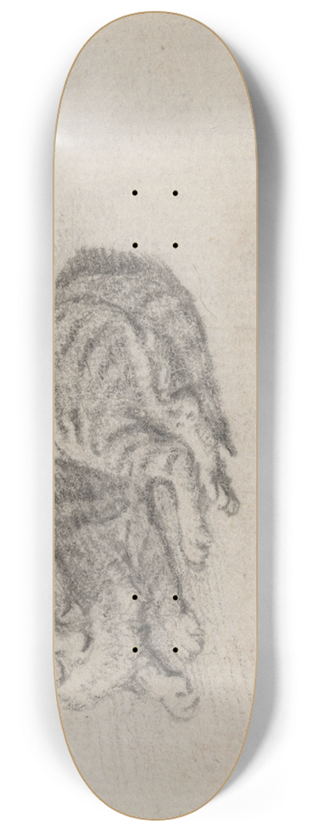 Jan Miel - Study of a Sleeping Cat 8.25 inch art skate deck