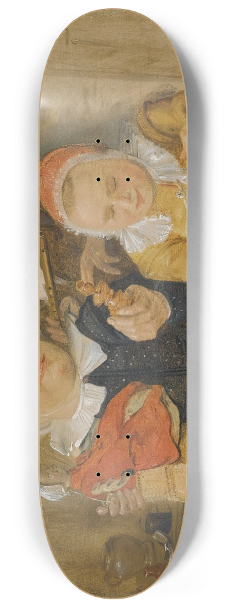 Jan Miense Molenaer - An Interior With A Man Holding A Flute, And Two Children Playing With Their Toys 8.25 inch art skate deck