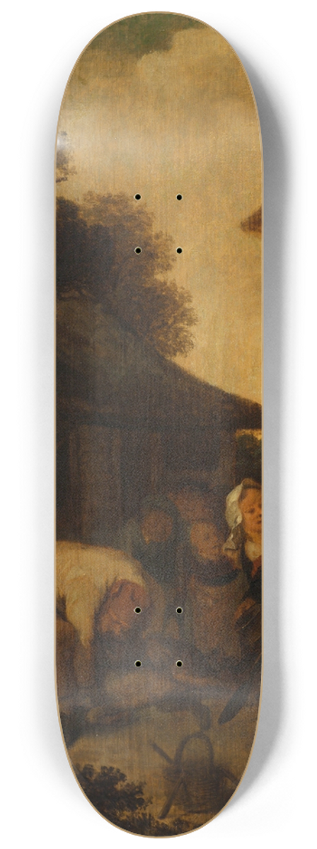 Jan Miense Molenaer - The pig slaughter 8.25 inch art skate deck
