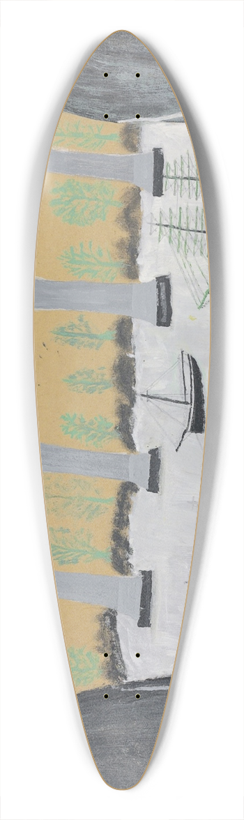 Alfred Wallis - Saltash Bridge 39.3 inch art pintail longboard deck