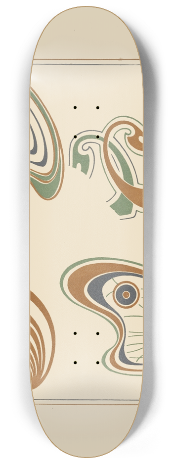 Alphonse Mucha - Abstract design based on wings and leaf shapes. 8.25 inch art skate deck