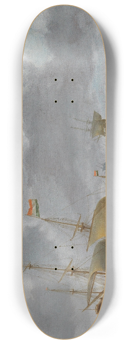 Jan Porcellis - Ships on a turbulent sea 8.25 inch art skate deck