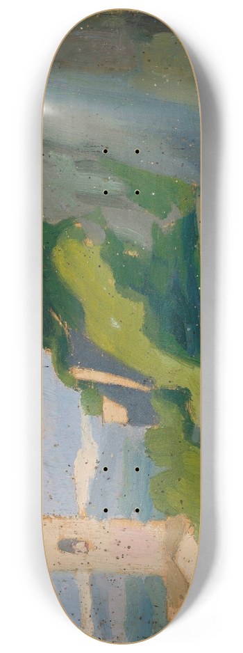Jan Rembowski - Landscape with a shrine 8.25 inch art skate deck