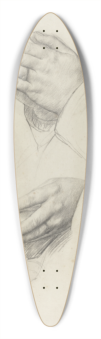 Alphonse Legros - Two Studies of Hands 39.3 inch art pintail longboard deck