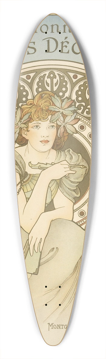 Alphonse Mucha - Dictionnaire des Arts Dcoratifs 39.3 inch art pintail longboard deck