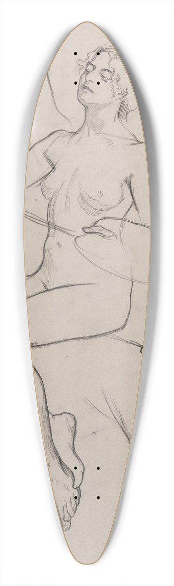 Alphonse Mucha - Female nude 39.3 inch art pintail longboard deck