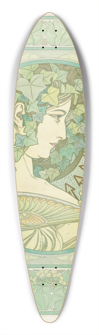 Alphonse Mucha - Ivy 39.3 inch art pintail longboard deck