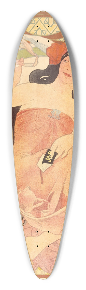 Alphonse Mucha - Job 39.3 inch art pintail longboard deck