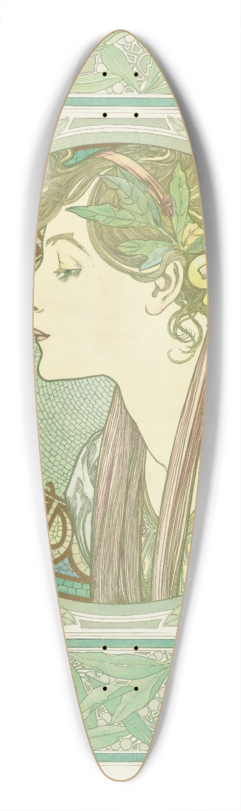 Alphonse Mucha - Laurel 39.3 inch art pintail longboard deck