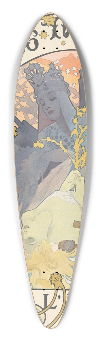 Alphonse Mucha - LIllustration, Nol, 1896 39.3 inch art pintail longboard deck