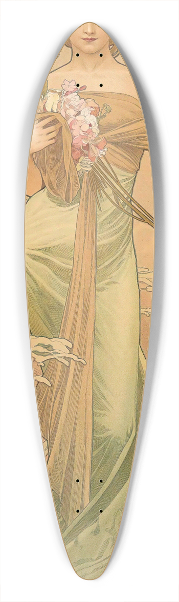 Alphonse Mucha - Spring 39.3 inch art pintail longboard deck