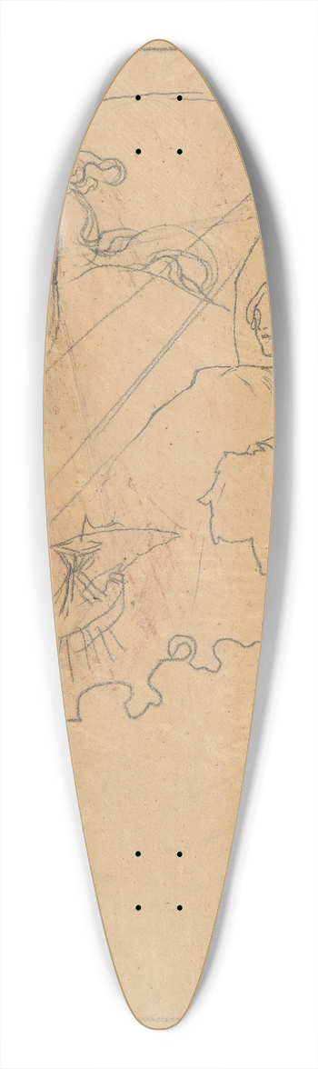 Alphonse Mucha - Two female figures 39.3 inch art pintail longboard deck