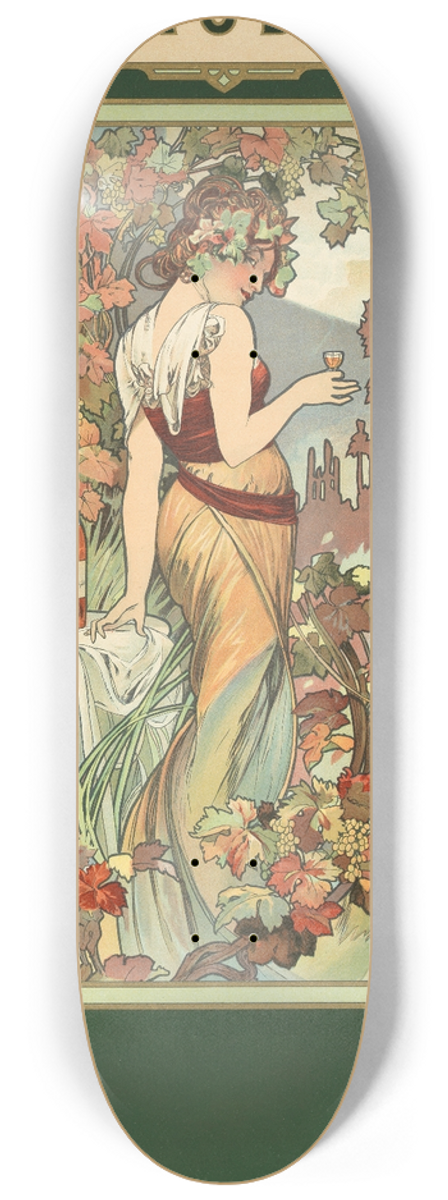Alphonse Mucha - Bisquits Brandy Lithographic Poster In Colours 8.25 inch art skate deck