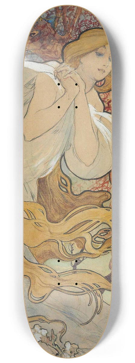 Alphonse Mucha - Chocolat Mexicain 8.25 inch art skate deck