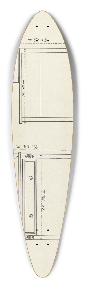 American 20th Century - Plan for Rendering 39.3 inch art pintail longboard deck