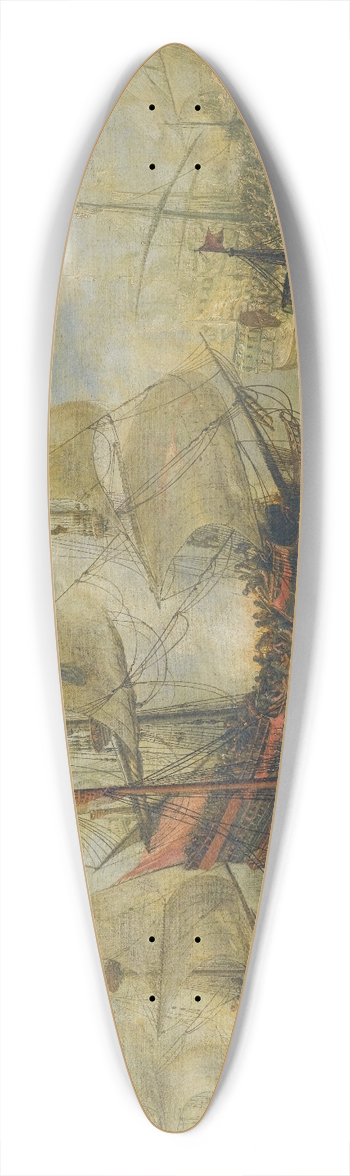 Andries van Eertvelt - A Naval Battle Between Turks And Christians 39.3 inch art pintail longboard deck