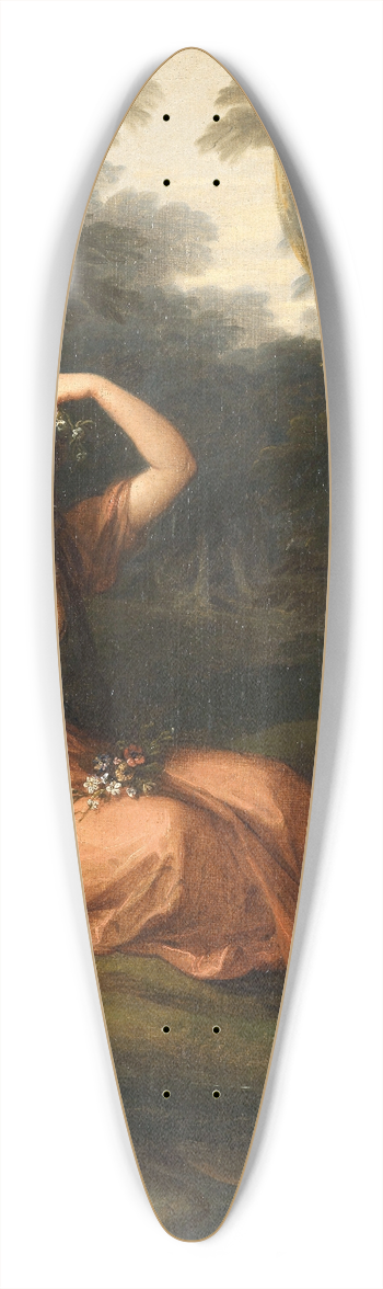 Angelica Kauffmann - Silvia, decorating herself with flowers while observed by Daphne 39.3 inch art pintail longboard deck